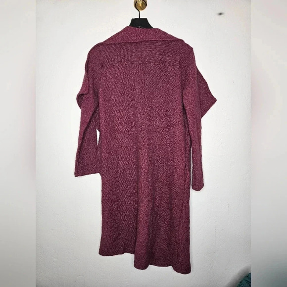 Steve Madden Oversized Slub Knit Jacket Duster  in Maroon Size Small - Picture 2 of 7
